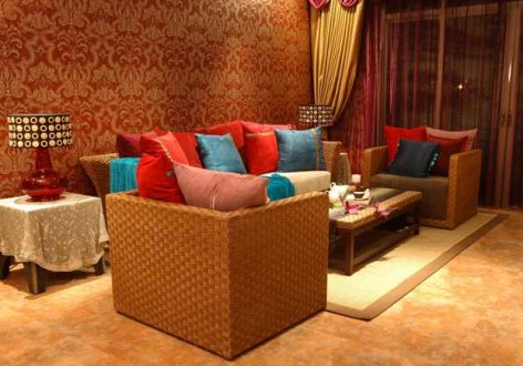 劲力五星城100平米东南亚风情三居室装修案例