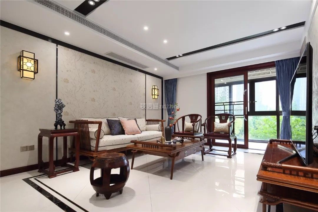 新中式客厅装修案例 新中式客厅背景装修效果图