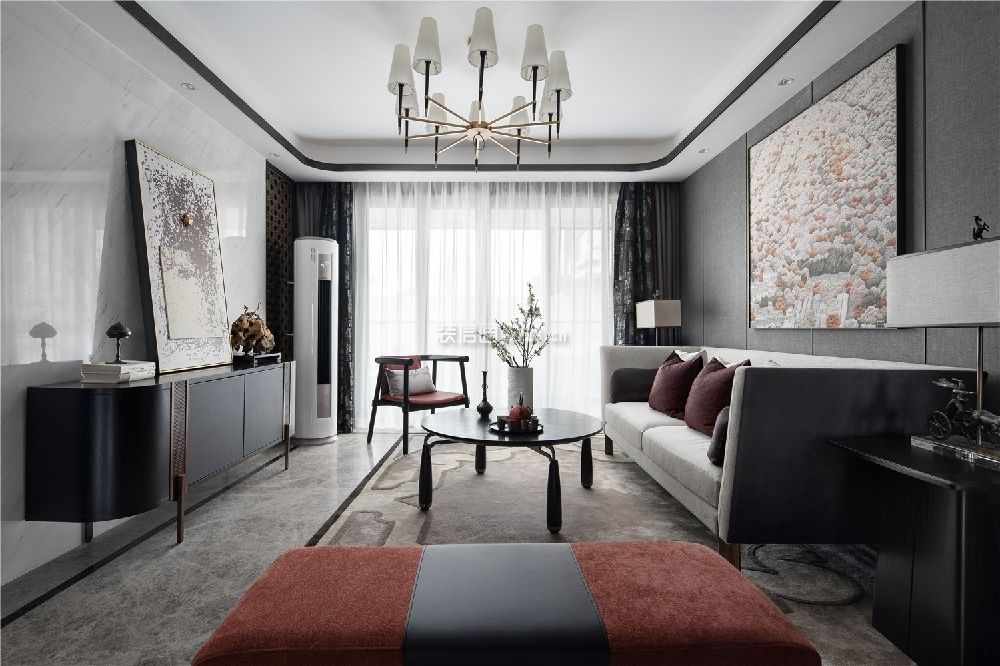 中式风格客厅背景墙效果图 中式风格客厅窗帘效果图 