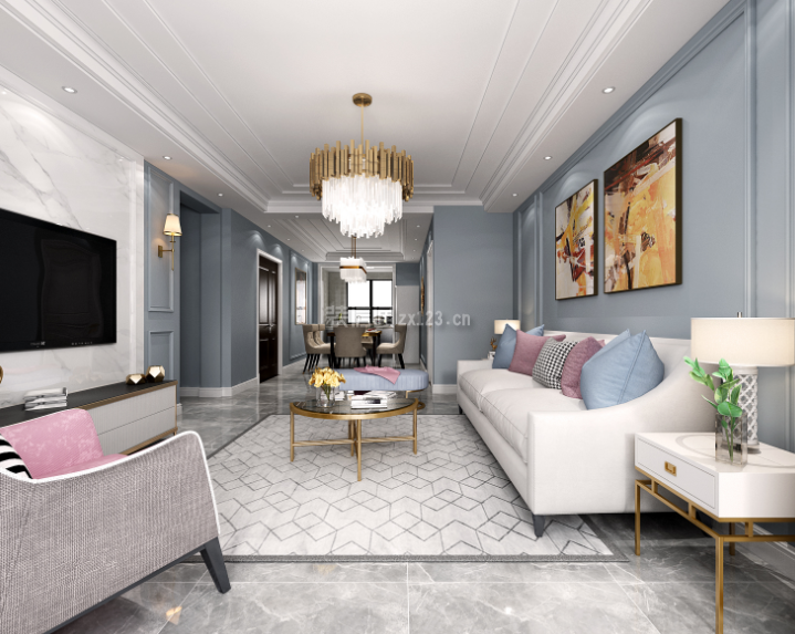 轻奢风格客厅装修 轻奢风格客厅装修设计图 轻奢风格客厅装修实景图
