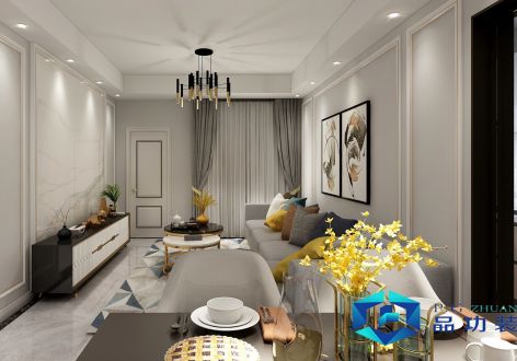 凡尔赛73平米现代二居室装修案例