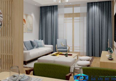 美利山日式风格125平三居室装修效果图